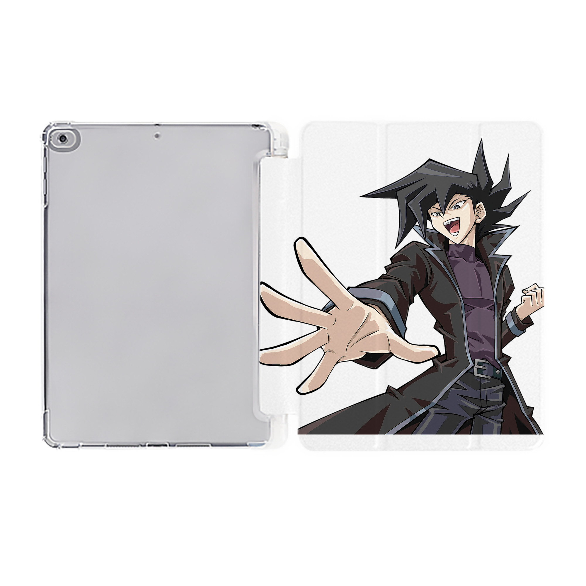 （画像用） 遊☆戯☆王 Yu-Gi-Oh! IPad ケース ペン収納付き 三つ折りスタンド PUレザー×シリコン 対応機種9.5/10.5/10.9インチ
